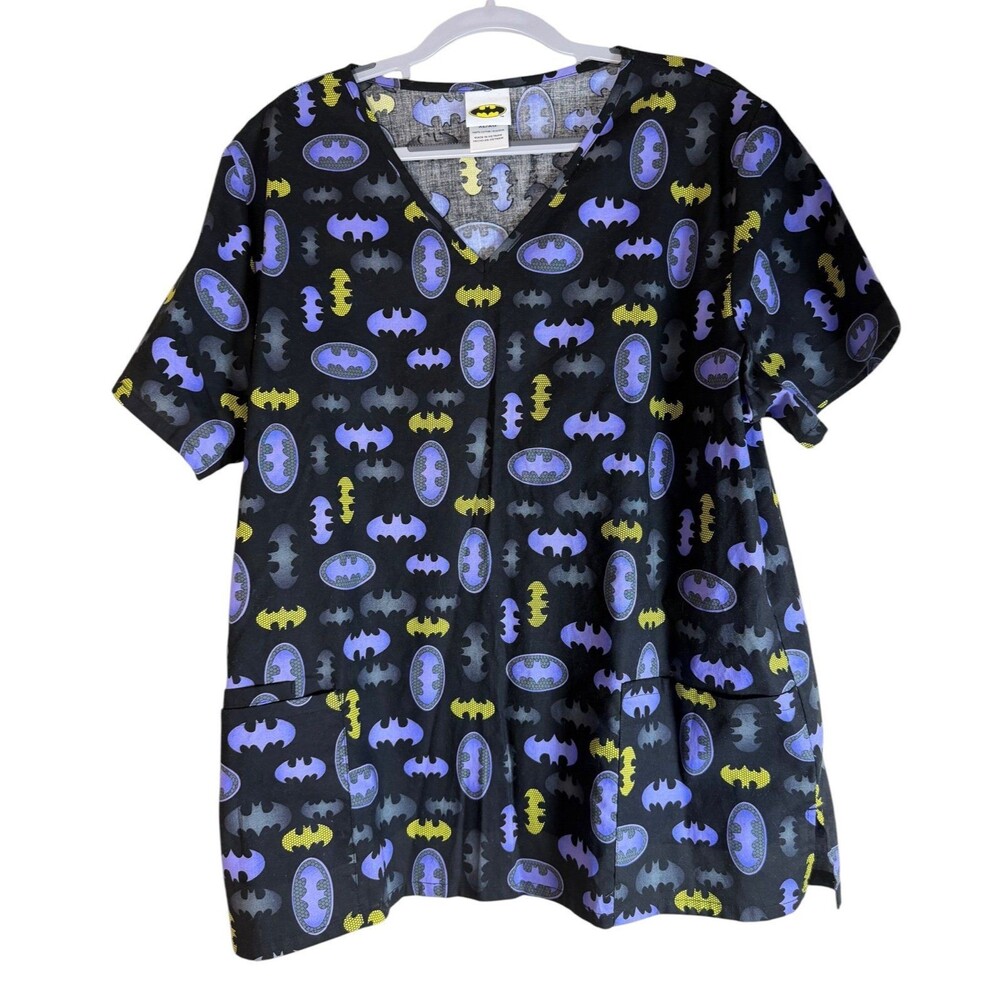 DC Comics Batman Scrub Size XL Womens Top V Neck Pockets Short Sleeves